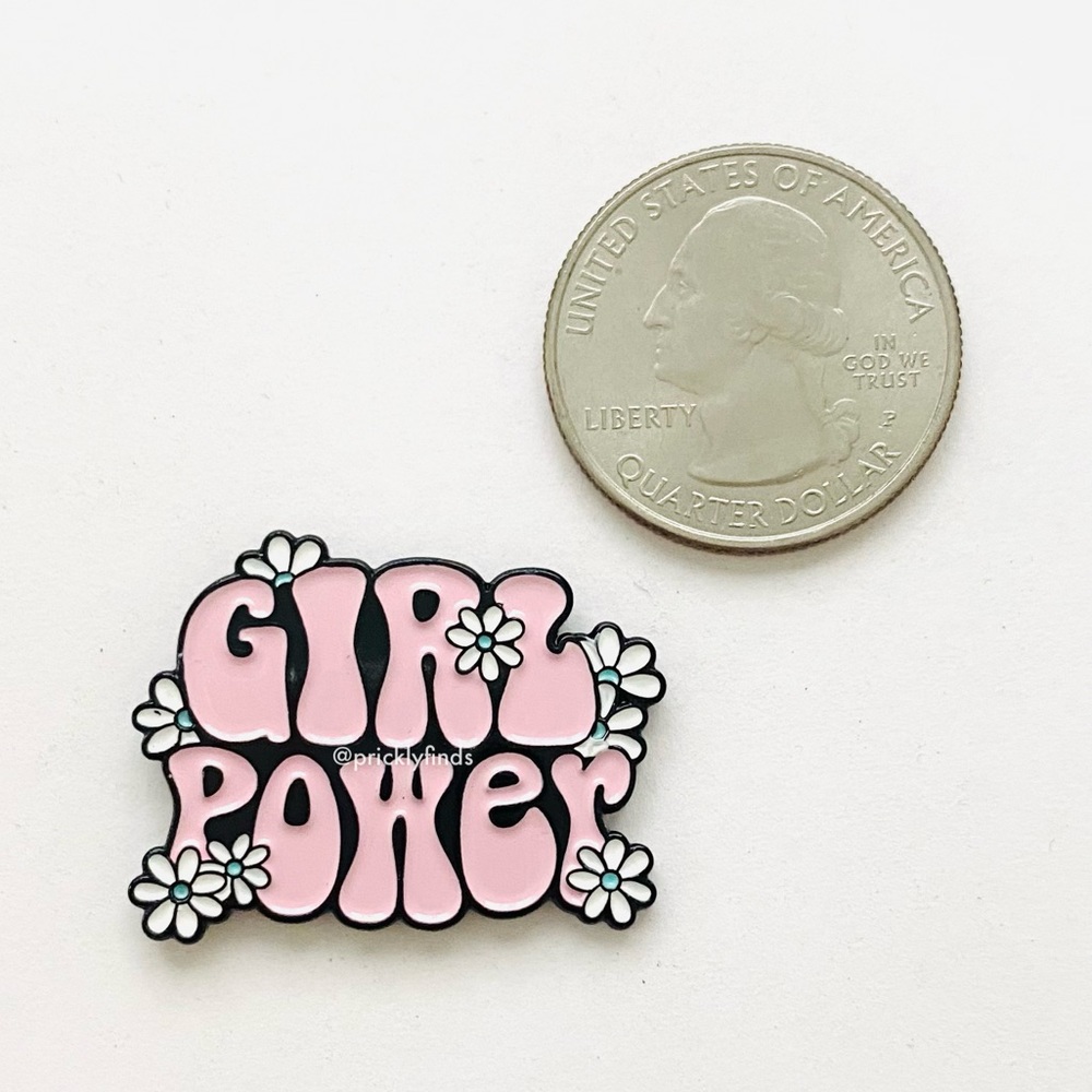 8/$40 Floral Disco Girl Power Enamel Pin - Picture 2 of 3